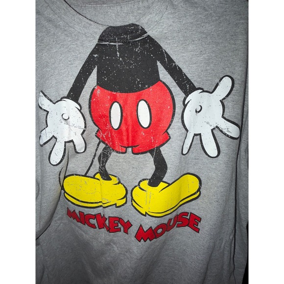 Disney Mickey Mouse Graphic T-Shirt Mens XL Gray Excellent Headless Distressed - Picture 2 of 6